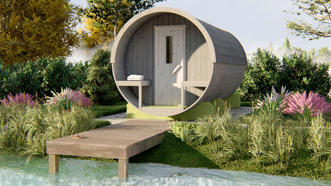 voorbeeld van de geschilderde tuinsauna van Zaventem